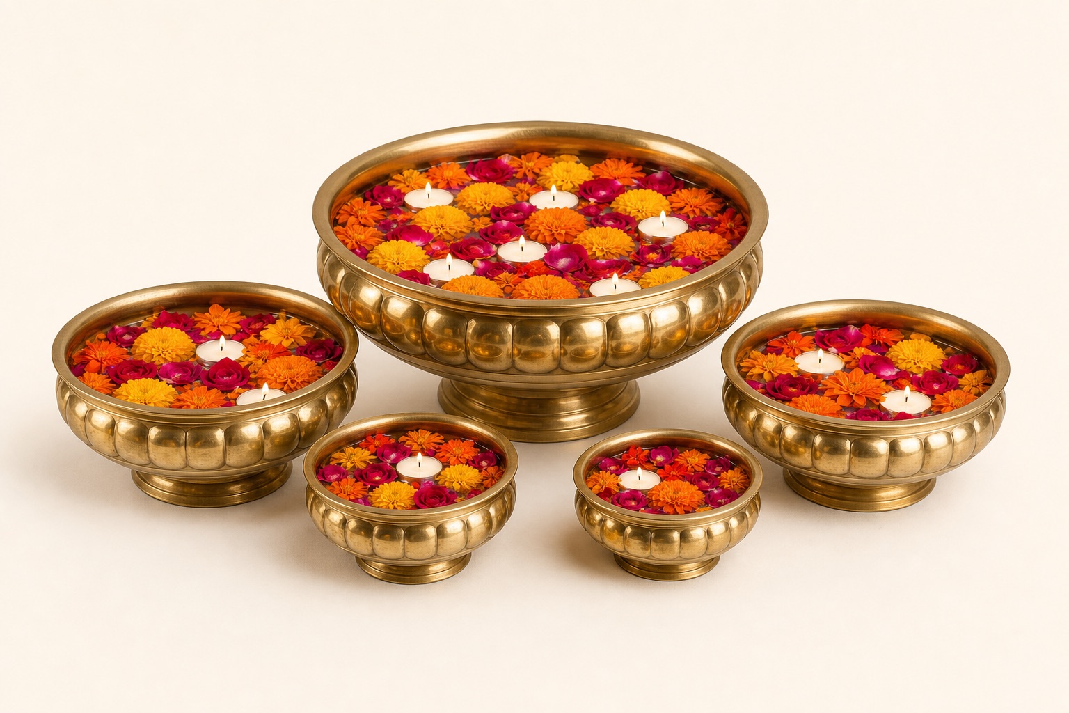 Brass urli set of five